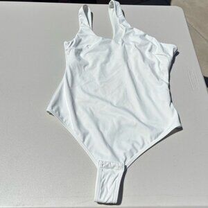 Birthday Suit Bodysuit – White One Shoulder